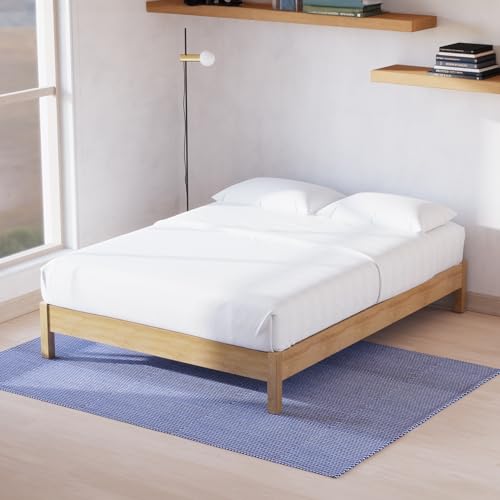 Image of LIFEMENT Full Bed Frame Signature Wood Platform, Noise Free, Under Bed Storage, No Box Spring Needed, Easy Assembly, Natural