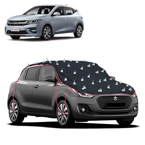 Image of Dog Protection Spike Car Cover for Sail Hatchback Bonnet to Roof Easy Installation with 4 Elastic Hook Strap | Anti-Scratch Soft Cotton Inner | Complete Protection from Street Dogs & Monkeys