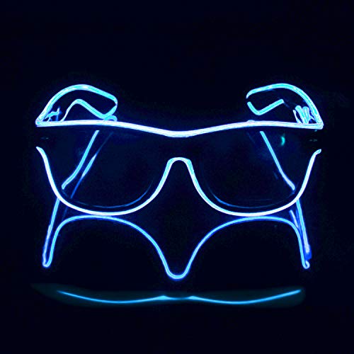 Blazing Fun El Wire Glasses Led DJ Bright Light Safety Light Up Multicolor led Flashing Glasses with 4 Modes for Halloween Christmas Birthday Party (Blue)