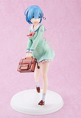 BIOAOUA Estatua Acción Coleccionable Figura Decoración De Escritorio Vinilo Anime Personaje Figura Diferente Vida Mundial Rem Chica Rem Estudiante Uniforme Permanente En Caja 23Cm