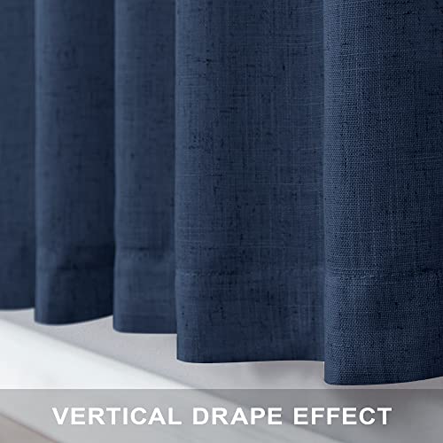 Navy Curtains 38 Inch Wide For Living Room 2 Panels Set Back Tab Rod Pocket Light Filtering Semi Sheer Linen Skinny Small Dark Blue Curtain For Windows Bedroom Closet Doors Nautical Width 38 X 96 Long #TOP5