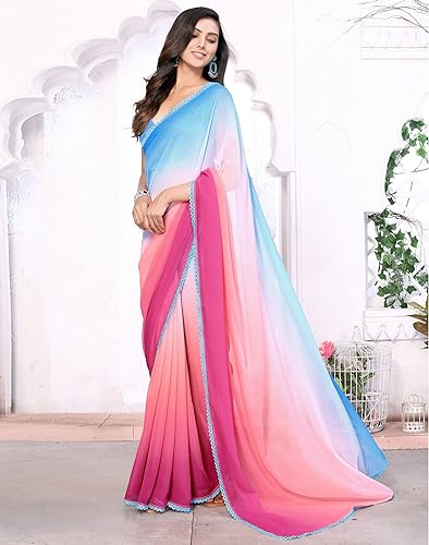 Image of Avantika Fashion Women's Amazing Plain Georgette Saree With Blouse Piece