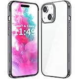 JJGoo Compatiable with iPhone 15 Plus Case Clear, Transparent Shockproof Phone Case, Slim Anti-Scratch Hard PC Back Protective Cover Bumper, Transparent Black
