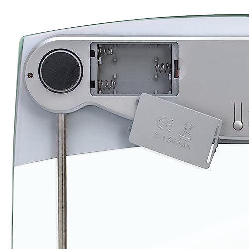Image of Taylor Digital Scales for Body Weight, Extra High 440 LB Capacity, Unique Blue LCD, Stainless Steel Accents Glass Platform, 12.4 x 12.4 Inches, Clear