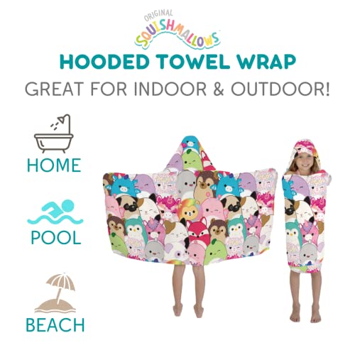 Image of Squishmallows Kids Bath /Pool /Beach Soft Cotton Terry Hooded Towel Wrap, 24 in x 50 in, By Franco