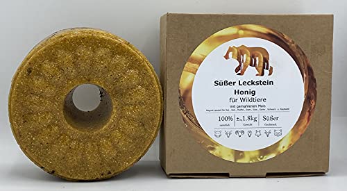 Wildlutscher Leckstein Honig | Extra Harter Wild- Leckstein | Wildbindendes Lockmittel| für Schwarzwild, Rotwild und Raubwild. |Wochenlange Nutzungsdauer | 1,8 kg (14,95 €/kg)