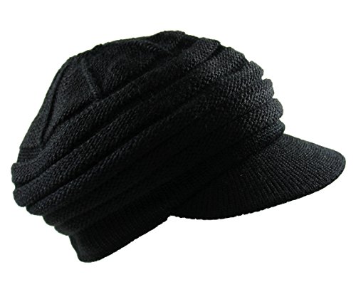 Knit Slinky Newsboy Cap (Black)