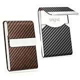 THQAE 2 Piezas Porta Tarjetas de Visita, tarjetero de metal portátil, Funda PU,tarjetero de bolsillo profesional,Estuche para Tarjetas de Crédita para Hombre y Mujer