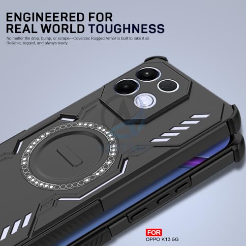 Image of AESTMO Back Case Cover for Oppo K13 5G | Magnetic Case with Built-in Metal Ring | Compatible with MagSafe Accessories | Shockproof Hybrid (PC + TPU, Black)