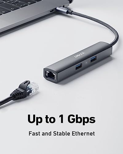 Adattatore USB C Hub, adattatore USB C 5 in 1 con 4K USB C a HDMI, porta Ethernet, 3 porte USB 3.0, per MacBook Pro, iPad Pro, XPS, Pixelbook e altro ancora - Hub USB - Immagine 2
