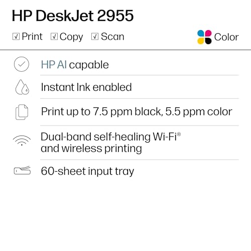 HP DeskJet 2955 Wireless All-in-One Color Inkjet Printer, Scanner, Copier, Best-for-Home, 3 Month Trial of Instant Ink Included, AI-Capable (A24HJA) - image 2