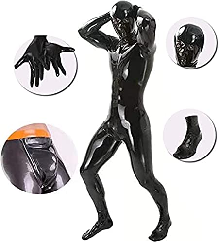 FASZFSAF Herren Damen Sexy Lack Leder Dessous Kostüm Catwoman Latex Catsuit PVC Body Overall Kleid Clubwear – Bild 4