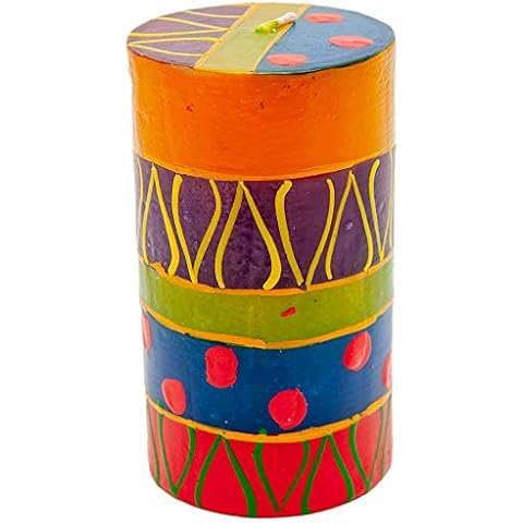 Kapula South African Pillar Candle - Hand Painted Decorative Candle - Funky Ethnic Design - 6 x 10cm - Fair Trade Cover