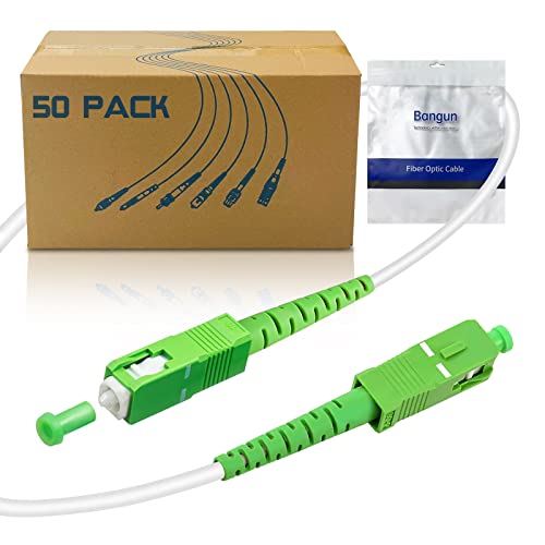 Image of 50Pack - 10m SC /APC to SC /APC Fiber Optic Internet Cable, Armored Single Mode Patch Cable, Fiber Optic Jumper Optical Patch Cord - SIMPLEX - 9 /125um - OS1 /OS2 Compatible, LSZH White