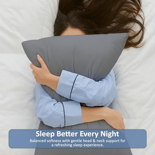 Image of ARLinen Sleeping Pillow Filler Set of 2 - Non-Woven Fabric, Fluffy Cotton Filling, Home, Hospital, Hostel & Travel Use - Dark Grey 20x40 Inch