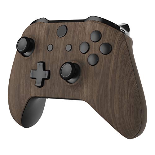 Image of eXtremeRate Wood Grain Patterned Replacment Housing Shell Cover Panels for Xbox One Wireless Controller Model 1708, Soft Touch Custom Faceplate Side Rails for Xbox One S /X Controller