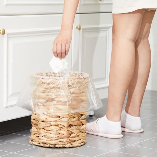 Image of Ctosree 3.8 Gallons Large Wicker Trash Can with Lid Handle Woven Wicker Rattan Bathroom Waste Basket Boho Trash Basket with 100 Plastic Garbage Bags for Bedroom Office Laundry (Classic Style, Nautral)