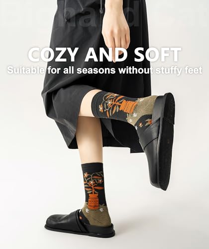 Image of IIG Women's Fashion Cute Cotton Socks Novelty Funny Above Ankle Crew Socks Holiday Gifts for Women 4 /5 Pairs