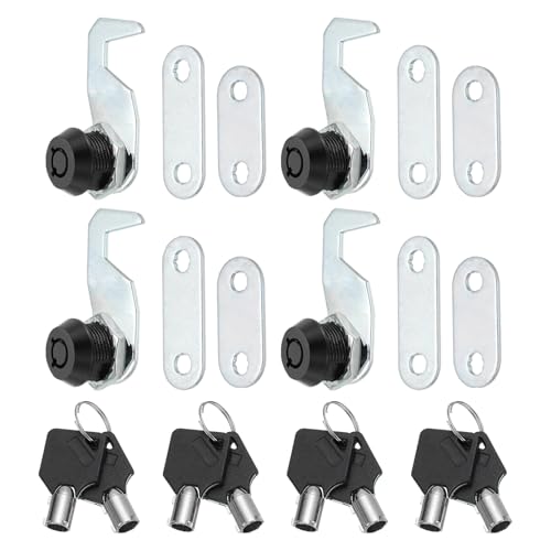 PATIKIL Black Finish Cam Lock 5/8 Inch, 4 Pack Cylinder Cabinet Locks Keyed Alike Zinc Alloy Secure Lock Replacement Set for Tool Box Cabinet Files Drawers Rv Storage Lock
