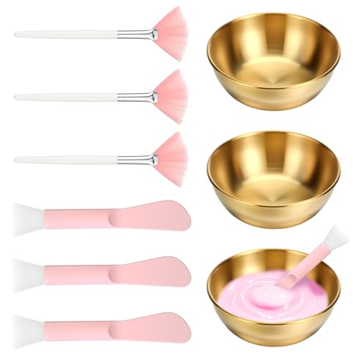9 Pcs Facial Bowls and Brush Set Esthetician Facial Bowls Spatula and Fan Brush Mask Mixing Kit SPA Cosmetic Tool for Women Home Beauty Salon