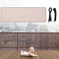 Hosuly Banister Guard Balcony Netting for Kids Pets Stairway Safety Net Baby Fence Door Balcony Netting Safety Mesh Stair Net with No Drilling for Apartment Railing