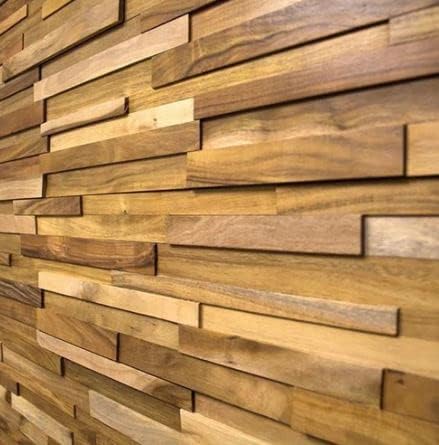 Miniatura 4 de LuxeWall - Tablones de pared texturizados en 3D, paneles decorativos de madera real, decoración de pared de lujo, acacia natural (10.34 pies
