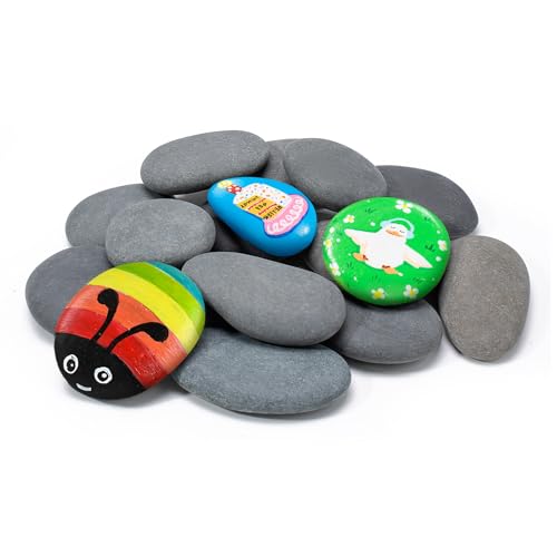 Simetufy 15 Pcs Rocks for Painting, River Rocks to Paint, 2"-3" Flat Painting Rocks, Smooth Rocks...