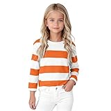 Langarmshirt Mädchen Gestreift Baggy Rundhals Tshirt Longsleeve Top Casual Oberteile Rundhals Sweatshirt Mode Langarmshirts für Kinder 2-13 Jahre Frühling/Sommer Oberteile
