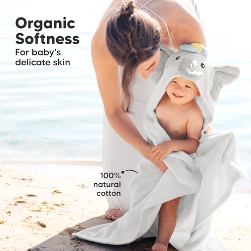 Image of KeaBabies Organic Baby Towel with Hood for Girls, Boys, Soft (Ethan)