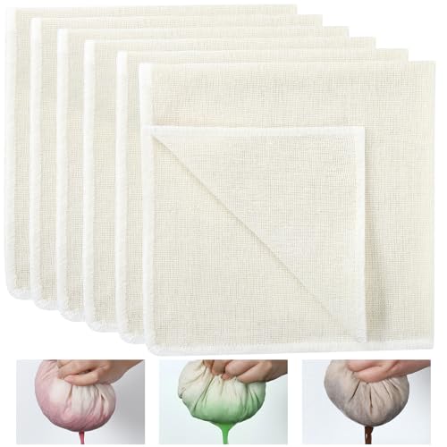 Paquete de 6 Paños para Alimentos, 40x40cm Cheese Cloth, Paños de Filtro de Algodón Puro, Tela de Muselina Algodón, Reutilizables, Ideales para Colar Queso, Tofu, Jugo, Vino y Yogur