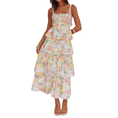 ABYOVRT Women Floral Maxi Dress Sleeveless Bow Back...