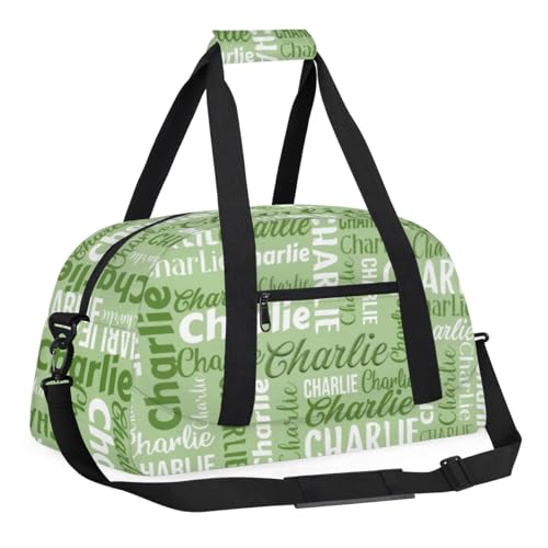 Personalized Dance Bag Duffel Bag for Girl, Custom Gym Bag Sport Duffel Bag, Ballet Bag Gymnastics Bag Cheerleader Weekender Bags Travel Bag for Kids Green Text Name3