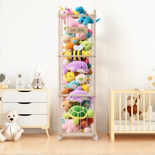 Caja de Almacenamiento para Peluches, 138 * 41 * 41cm de Madera Maciza con Ruedas Giratorias Bloqueables de 360°, Ideal para Habitaciones de Bebés, Salas de Estar, Dormitorios y Habitaciones Infant