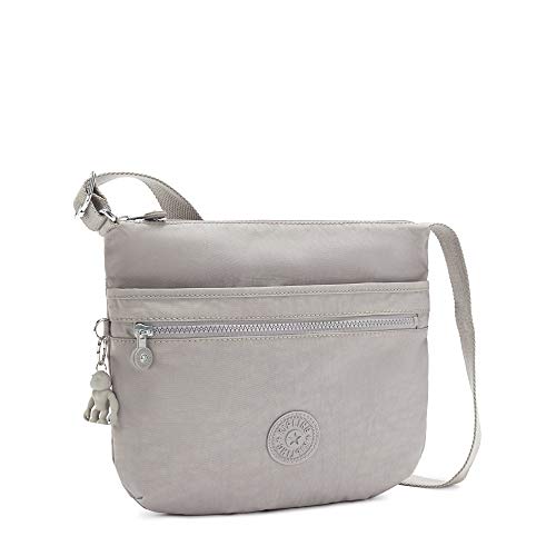 Image of Kipling womens WomenA's Arto Bag, Lightweight Everyday Purse, Casual Nylon Shoulder Crossbody Bag, Grey Gris, 11.25 L X 10.25 H X 1.5 D US
