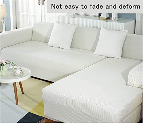 Housse pour canapé sectionnel blanc extensible de 2+2 places en jacquard - 7