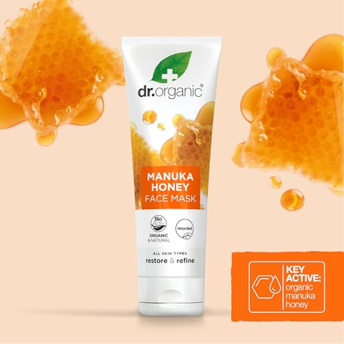 Dr Organic Manuka Honey Face Mask, Nourising, Dry Skin, Mens, Womens, Natural, Vegetarian, Cruelty-Free, Paraben & SLS-Free, Recycled & Recyclable, Organic, 125ml, Packaging May Vary - Image 6