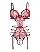 Avidlove Lingerie for Women Sexy Lace Bodysuit Cut Out Teddy Lingerie Deep V Babydoll Sleepwear Wine Red