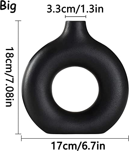 Black Ceramic Vase for Modern Home Decor,Round Matte Pampas Flower Vases Minimalist Nordic Boho Ins Style for Wedding Dinner Table Party Living Room Office Bedroom, Decorative Gift - Image 6