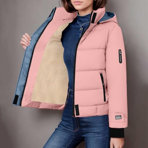 Long Sleeve for Women Winter Fall Velour Cropped Thick Warm Puffer Fuzzy Plain Down Jackets Outfit Women 20252