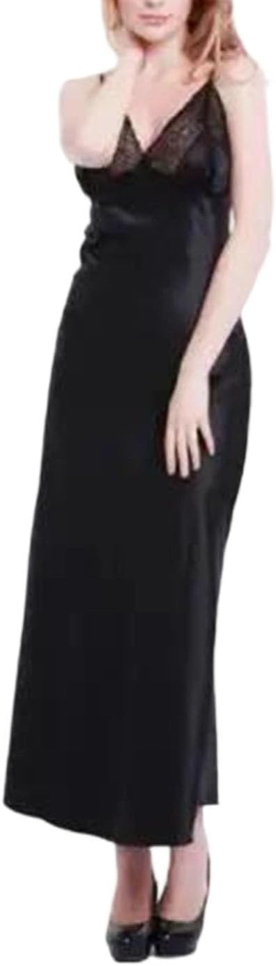 Women Satin Slip Nightdress Lace Detail Lounge Wear