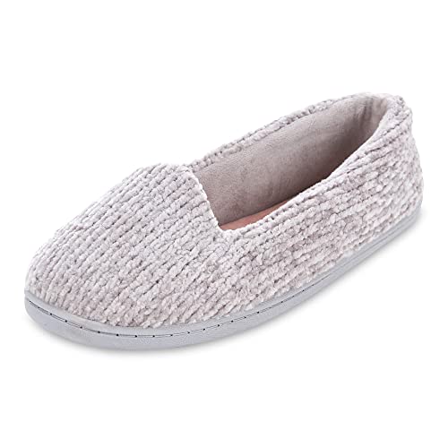 Floopi Slippers For Women Chenille Cozy Memory Foam House Shoes With Warm Velour Lining, Ladies Closed Back Slippers With Rubber Sole (Xl, Grey-357) #TOP3