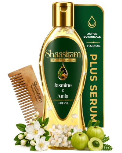 Image of 180ML Jasmine & Amla Herbal Hair Oil (works like a serum) with Neem Comb Combo | Helps Reilieves stress & Provides scalp nourishement | Lightweight, Non-Sticky, Fast Absorbing Oil | For Men & Women