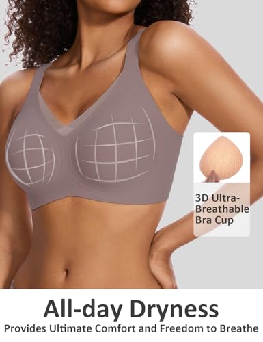 Image of Vinfact Womens V Lace Wireless Seamless Bras No Underwire Comfort Push Up Bras Supportive Full Coverage Bralettes T Shirt Bra