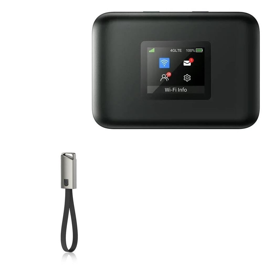 BoxWave Cable Compatible with Cricket Turbo Hotspot 3 - USB Type-C Keychain Charger, Key Ring USB Type-C to Type-A 8 in USB Cable - Jet Black