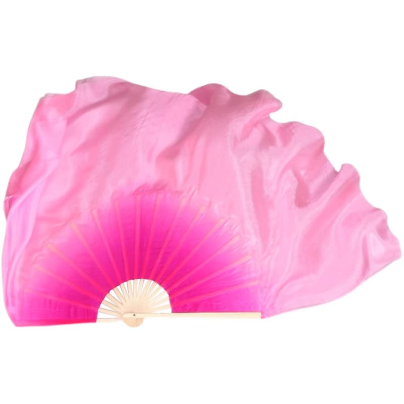 Aumulen Women 24" Chinese Silk Belly Dance Short Fan Veils Flow Fans Hand Made Belly Dancing