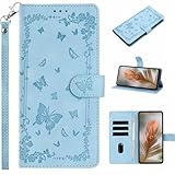 KRjcsfhy für Xiaomi Poco C75 5G Handyhülle, für Xiaomi Poco C75 5G Schmetterlinge Hülle Wallet Case Cover Leder Tasche Schutzhülle Handytasche Ständer Klapphülle Bumper Etui Magnet Deckel Himmelblau