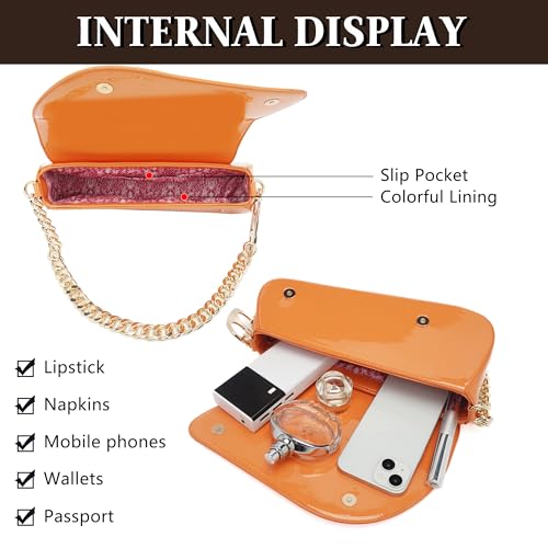 Image of Crossbody Bag Y2K Trendy Purses for Women Patent Leather Shoulder Handbags Hobo Bag with Chian Strap