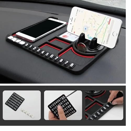 Image of TROLEX Multipurpose Anti-Slip Car Phone Holder Dashboard Pad & Mount | Flexible Non-Slip Silicone Mat for Car Interior, Smartphone Stand & Dashboard Accessories - Black