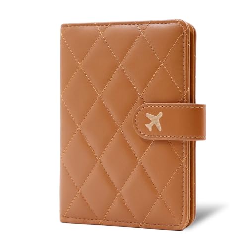 Image of Melsbrinna Premium Leather Passport Holder Covers Case, Waterproof Rfid Blocking Travel Wallet Passport Holder with Pen Holder, Cute Passport Book for Women /Men