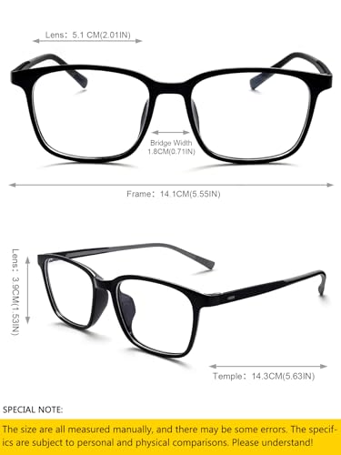 Image of TR90 Oversized Blue Light Blocking Glasses Men Women Ultralight Nerd Square Computer Games Black Large Eyewear